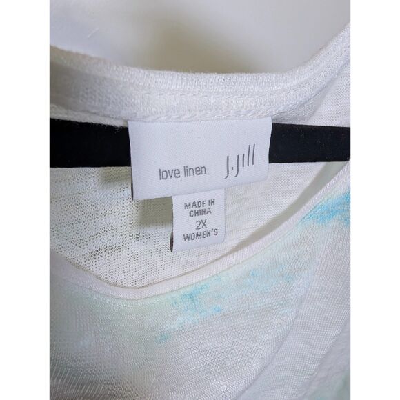 J. Jill Love Linen Tank Top 2X Plus Size 100% Linen Blue Sleeveless Coastal Chic - Picture 5 of 6